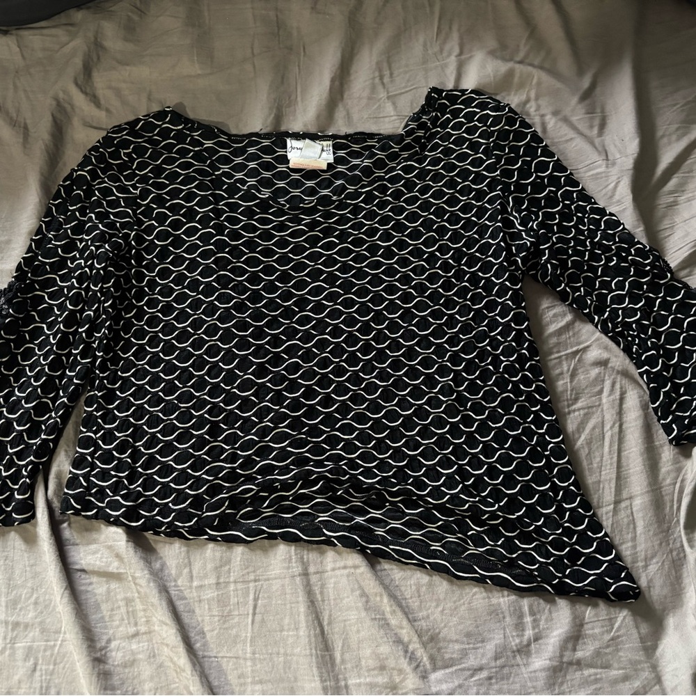 Joseph Ribkoff Black and White Patterned Layering Crop Top